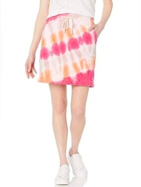 Goodthreads Tie-Dye Paperbag Waist Heritage Fleece Drawstring Mini Skirt Size L